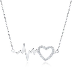 Srebrny naszyjnik pr.925 zawieszka puls i serce z cyrkoniami