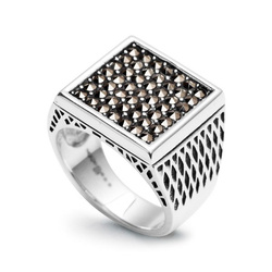 Sygnet Męski Srebrny z Markazytami Klasyczna Elegancja