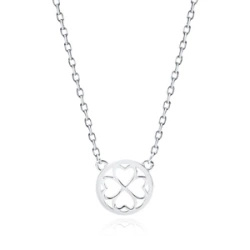 Srebrny naszyjnik pr.925 - koniczynka / serca w kole
