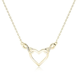 Srebrny pozłacany naszyjnik pr.925 - serce i nieskończoności z białymi cyrkoniami