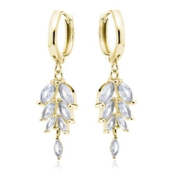 Srebrne pr.925 pozłacane kolczyki z białymi cyrkoniami