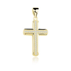 Srebrny (pr.925) pozłacany krzyżyk z cyrkoniami
